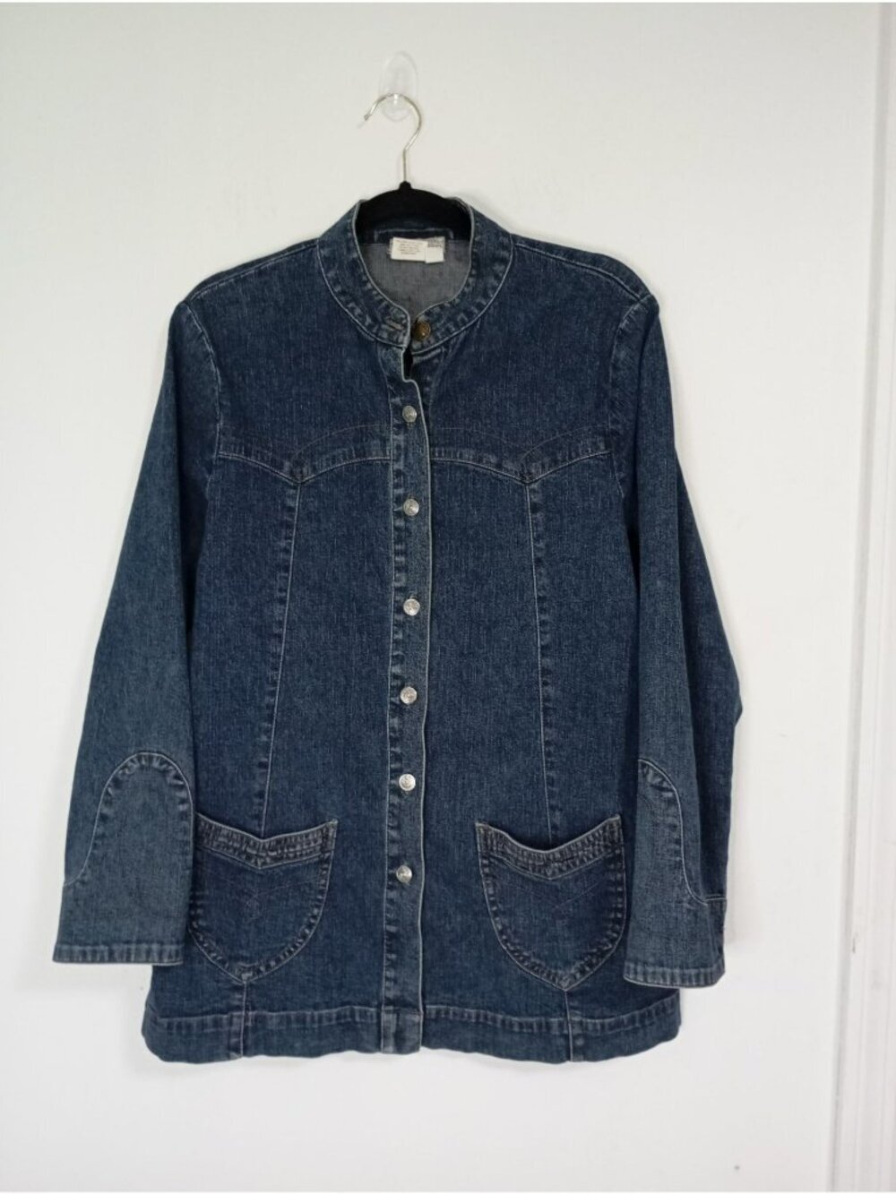 Ulla Popken Womens Denim Jacket Stand Collar Relaxed Fit Siz 12/14 Casual Style